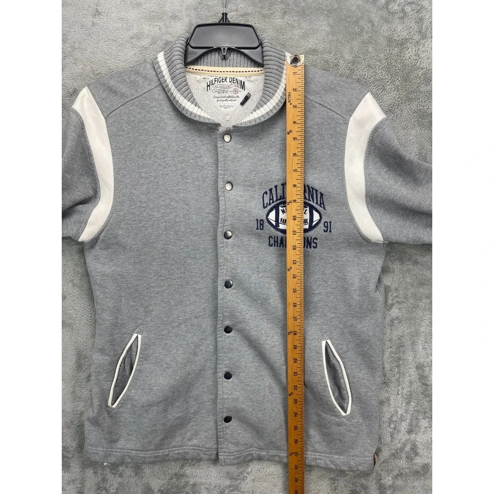 VTG Tommy Hilfiger Men's Fleece Jacket L Gray 1891 California Football Champions